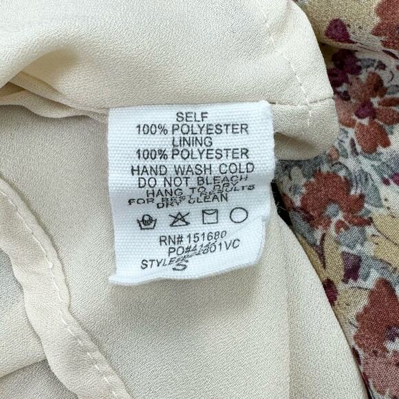 Storia Women's Georgette Boho Ditsy Floral Mini Dress Medium Brown Taupe - Picture 12 of 15